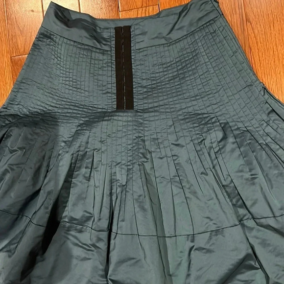 Reiss teal high waisted pleated corset detail circle skirt Sz 2 - Picture 16 of 17